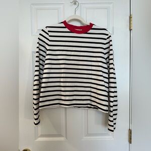 COS Regular Fit Heavy Weight Long-Sleeved T-Shirt, Medium, Black/White, NWOT